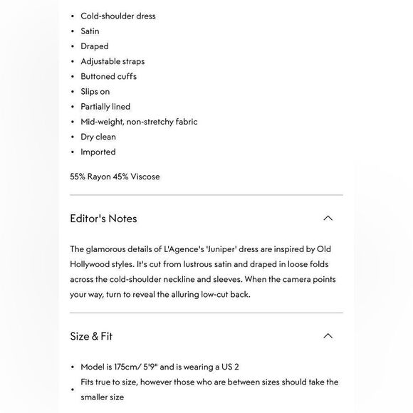 L’AGENCE Juniper Cold Shoulder Gown in Black. Size 0. NWOT - Picture 8 of 8